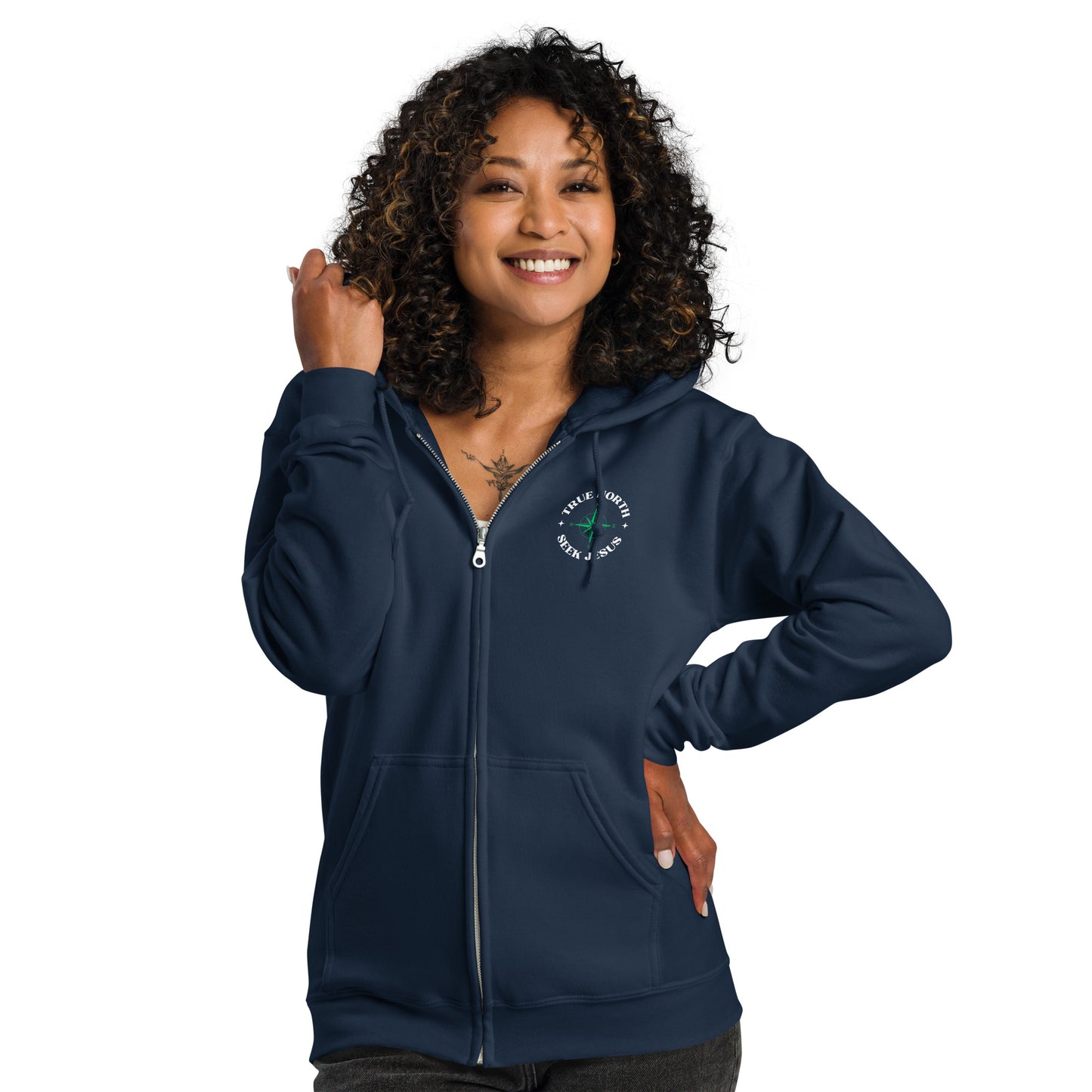 "True North, Seek Jesus" | Heavy Blend Zip Hoodie