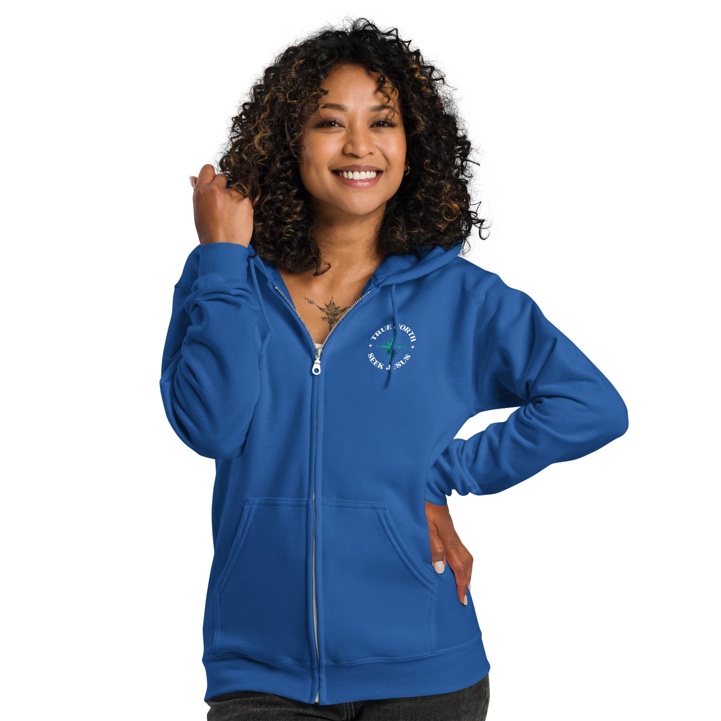 "True North, Seek Jesus" | Heavy Blend Zip Hoodie
